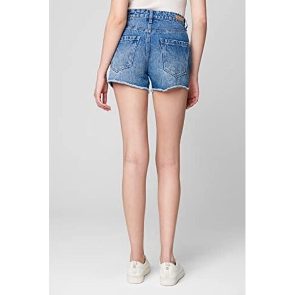 [BLANKNYC] Pants - [BLANKNYC] Womens Embellished Stone Detail Cut Off High Rise Denim Shorts